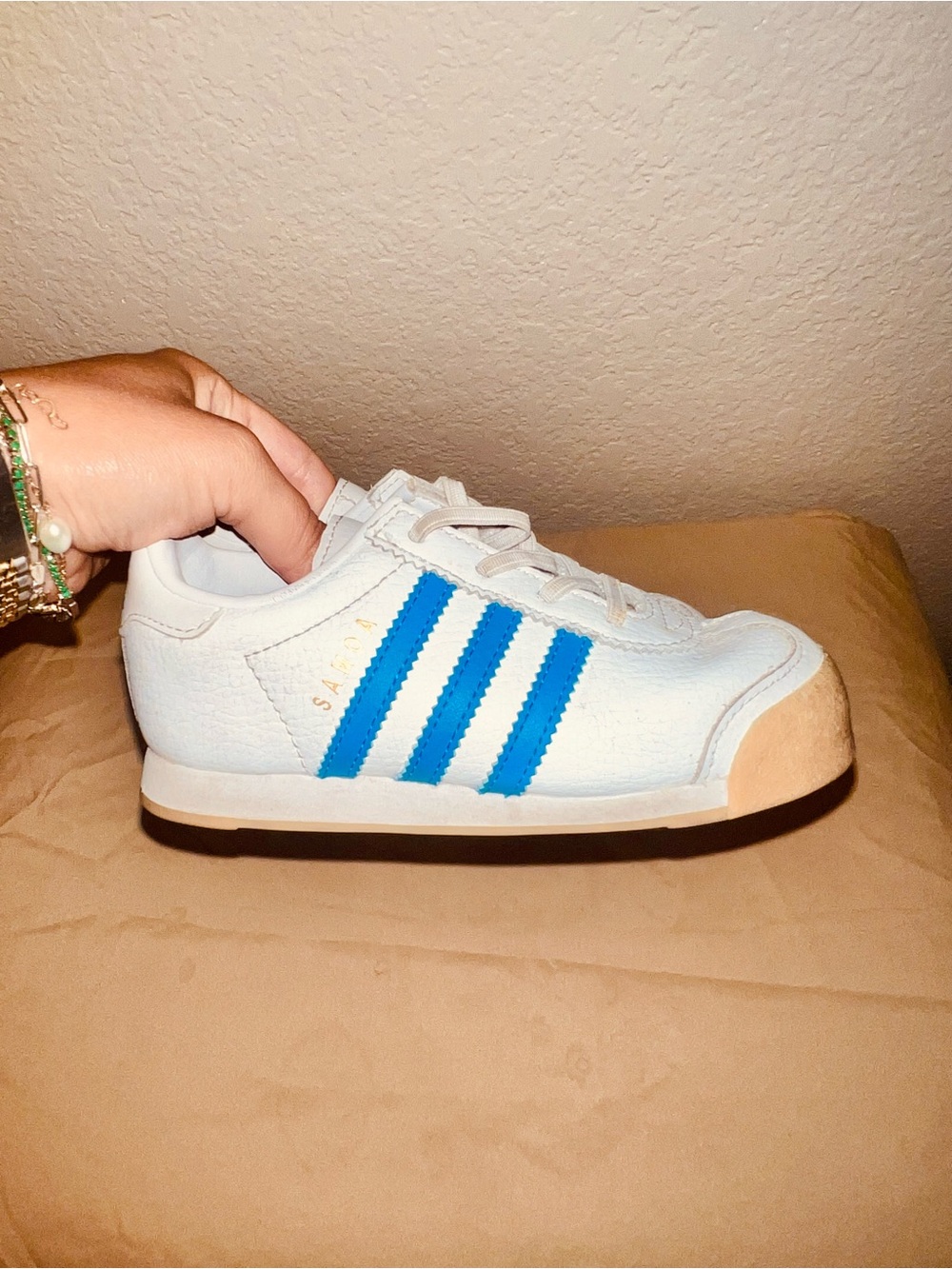 Toddler adidas white and blue- Samoa Style sneakers